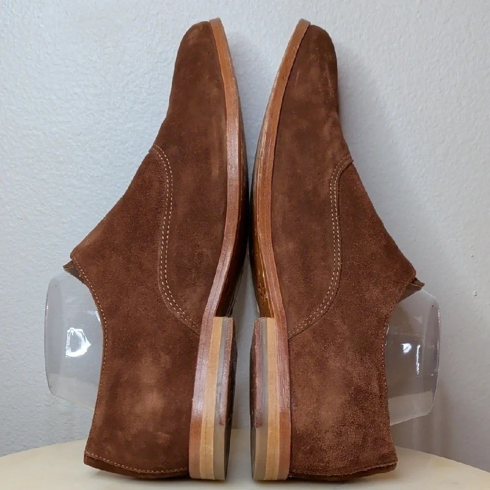 Brown Suede Derby Style Shoes